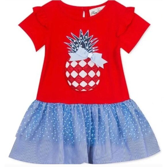 Rare Editions Americana Pineapple Capri Set 2T Red White & Blue Outfit For Girls - Picture 2 of 12